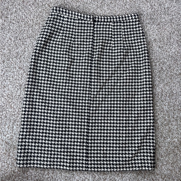 Vintage Elliott Lauren Black White Houndstooth Pencil Skirt Wool Blend Formal - Picture 4 of 7